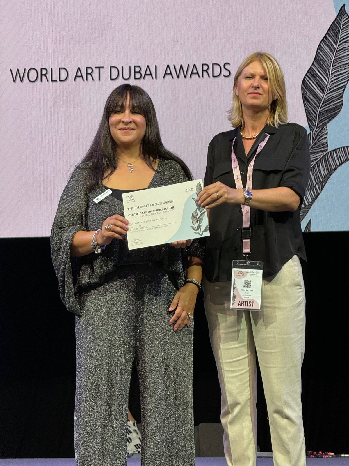 « Meilleur Artiste Européen », World Art Dubai Awards — Irina Biatturi